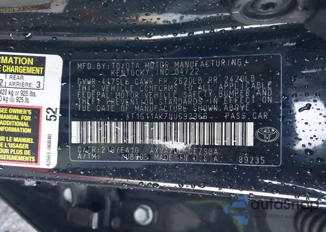 2022 Toyota Camry Se z USA, uszkodzony, nr VIN 4T1G11AK7NU692366